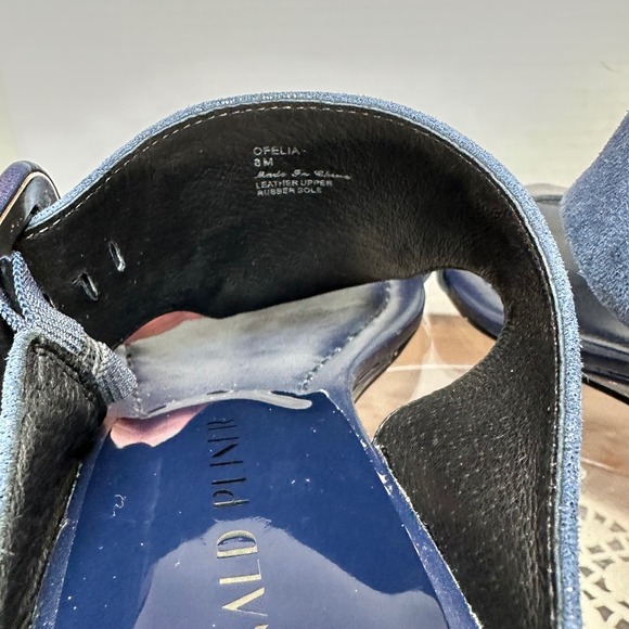 Donald Pliner Ofelia Navy Blue Suede Patent Leather Wedge Sandals Women 8M - Picture 6 of 8